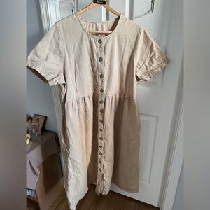 Tan Cottagecore Midi Dress